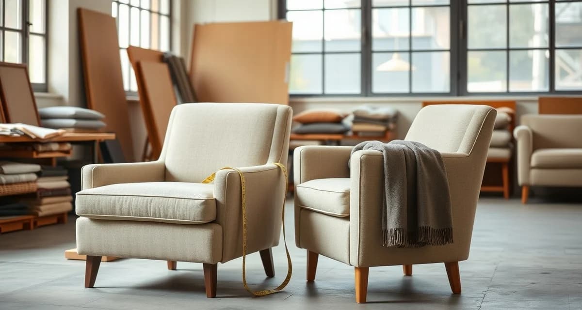 Chair and a half furniture fabric yardage guide Chair and a half upholstery piece displayed next to standard armchair showing size comparison for fabric yardage estimation