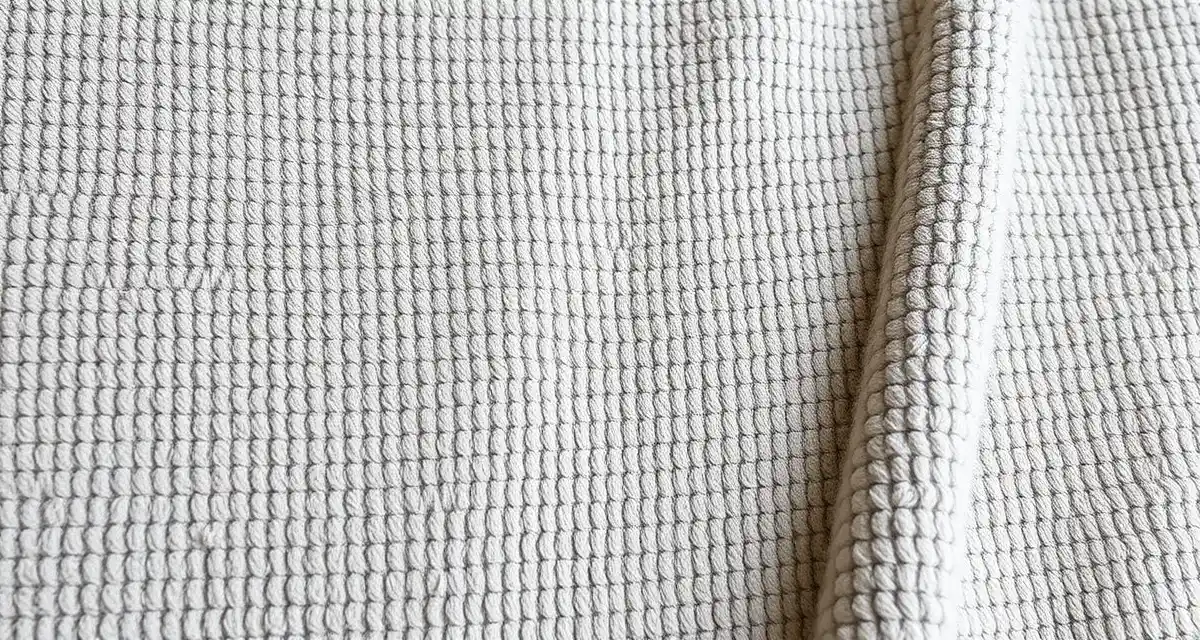 Chenille pile direction and nap orientation Close-up of chenille fabric pile direction showing shading variation and proper nap alignment for upholstery sewing