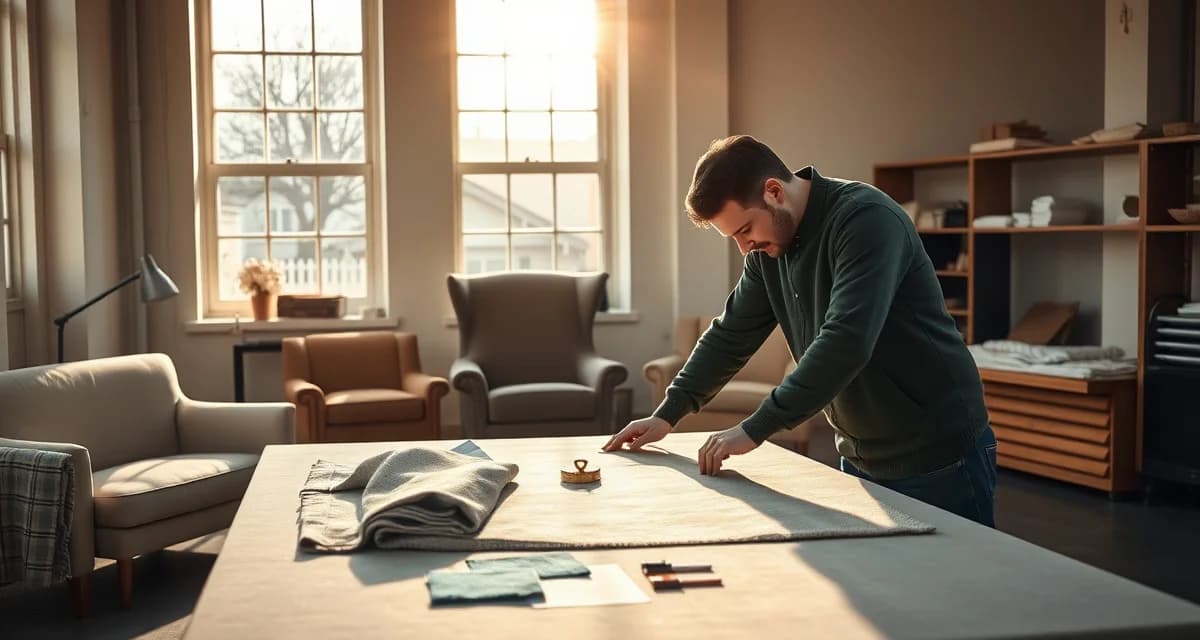 Custom Fabric Measurement Best Practices Upholstery professional measuring custom fabric for COM job intake process to prevent yardage problems