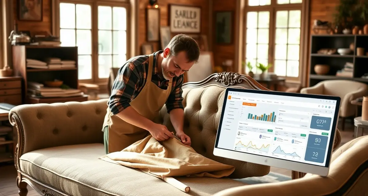 StitchDesk upholstery software for Connecticut antique market Upholstery shop management software helping Connecticut craftspeople restore premium antique furniture with professional quoting and client communication tools.