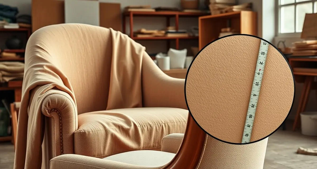 Fabric measurement for curved upholstery Curved barrel-back chair demonstrating fabric yardage requirements for upholstered furniture with rounded surfaces and organic shapes.