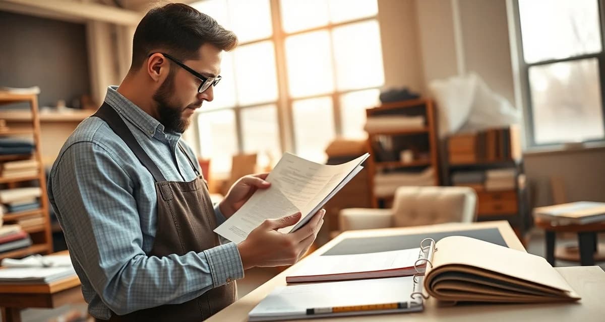 How to evaluate an upholstery shop's quality and professionalism Professional upholstery shop owner reviewing fabric samples and project details with clients, demonstrating quality craftsmanship and transparent business practices.