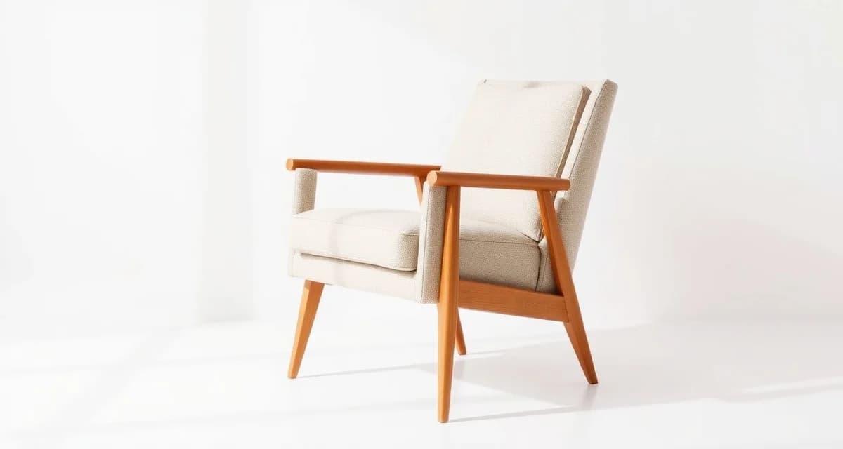 Measuring mid-century furniture for accurate fabric yardage Mid-century modern chair with tapered legs showing fabric yardage measurement points for upholstery calculation