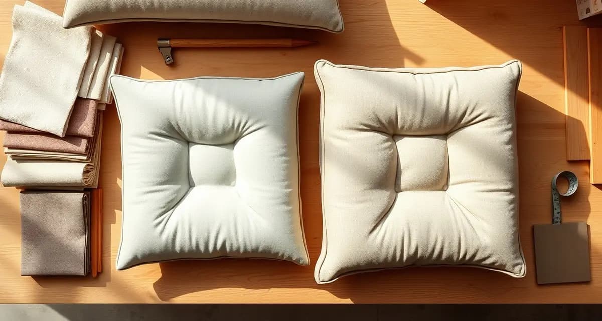 Upholstery fabric yardage reference chart T-cushion vs box cushion sofa seat cushion comparison showing yardage differences for upholstery projects