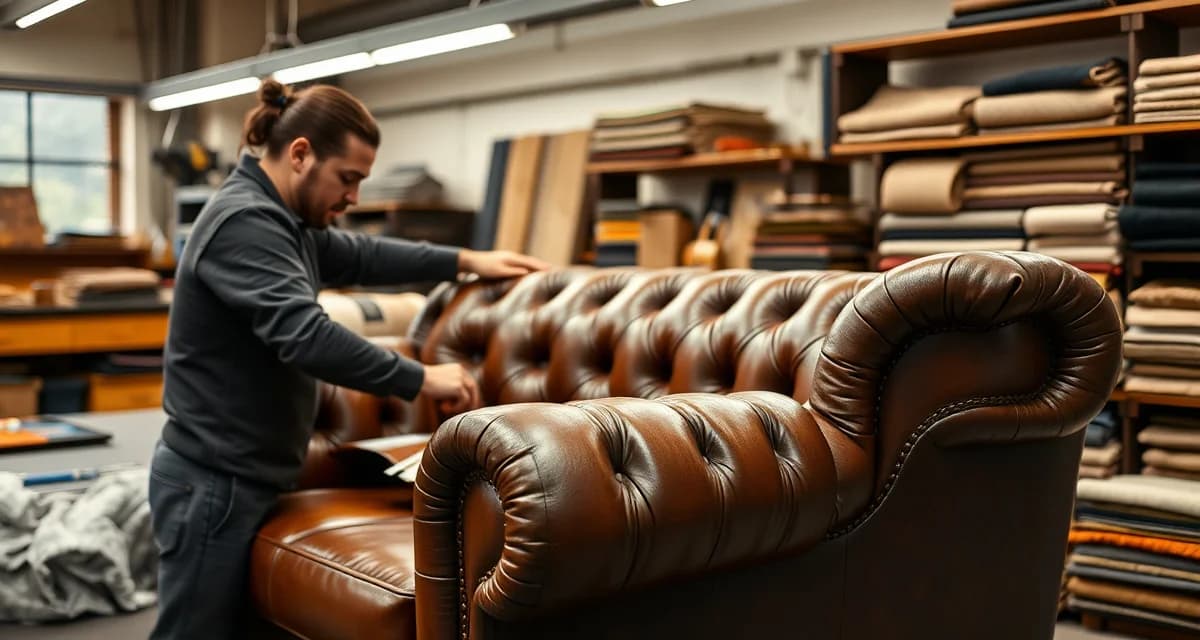 Professional sofa reupholstery transformation example Before and after comparison of sofa reupholstery showing cost-effective restoration of worn furniture to premium finished piece.