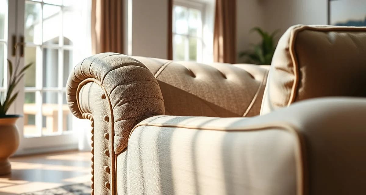 Quality sofa reupholstery example Premium sofa with quality upholstery fabric displayed in modern living room setting showing reupholstery craftsmanship