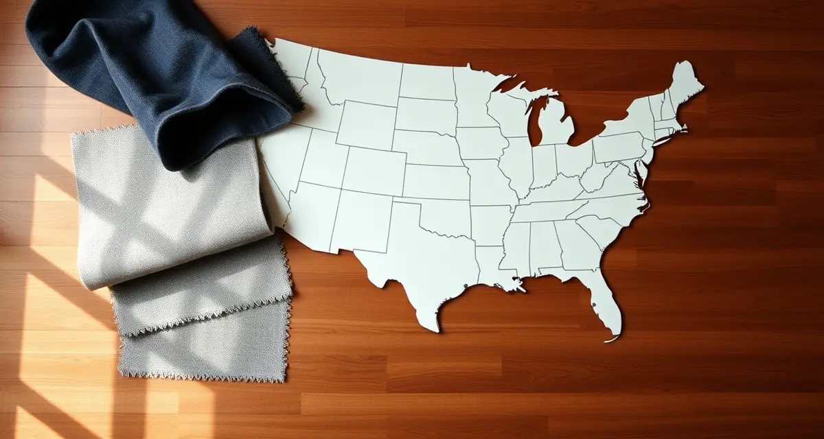 Fabric sourcing costs vary by region Regional upholstery fabric cost comparison showing price differences between urban and rural areas with sample fabric swatches