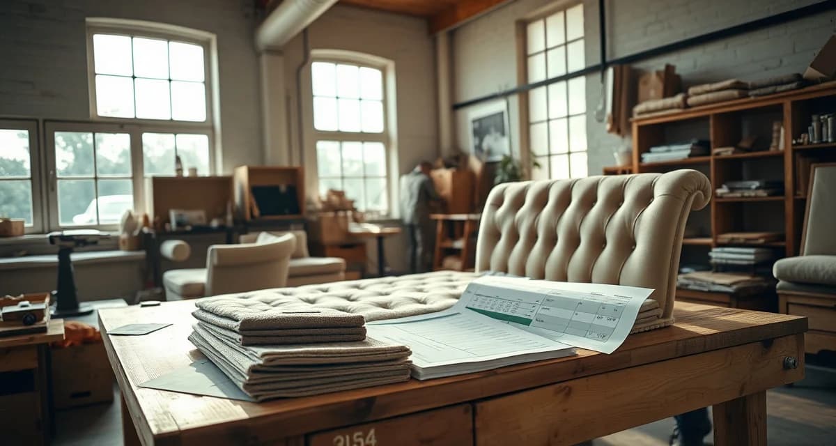 Calculate true upholstery job costs with overhead Upholstery shop job cost calculator showing overhead costs, labor, and material breakdown for pricing furniture projects accurately.