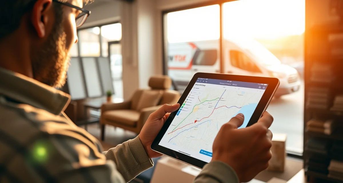 Optimizing upholstery shop pickup and delivery logistics Upholstery shop manager planning efficient pickup and delivery routes to increase close rates and profitability