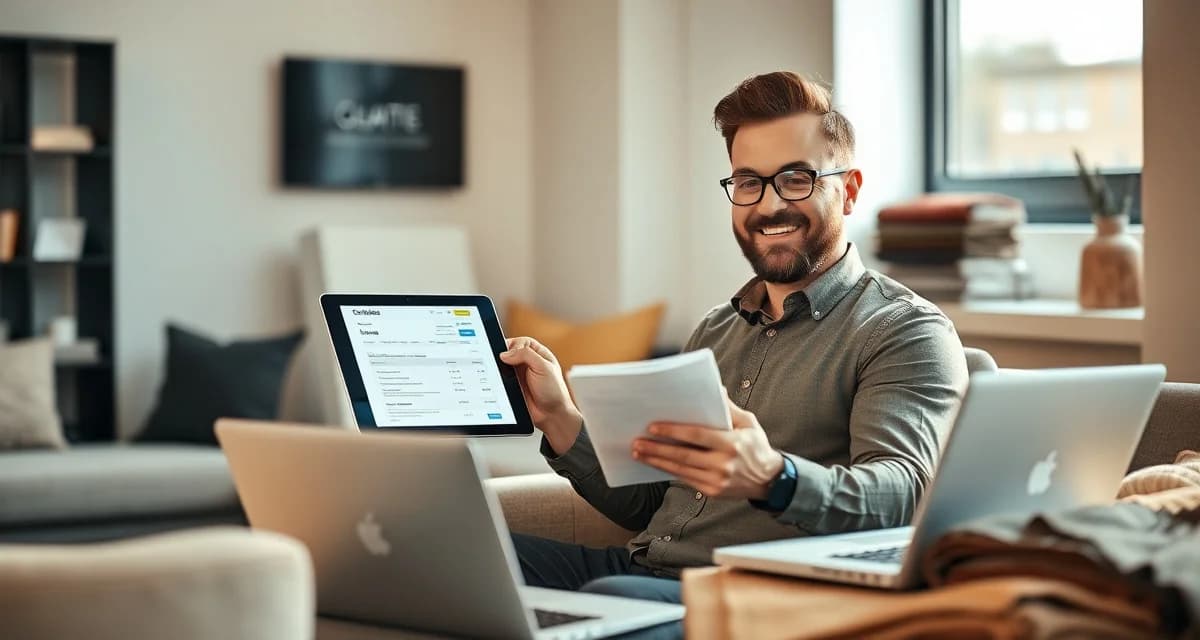 StitchDesk upholstery quoting automation case study Upholstery shop manager using AI quoting software to process customer estimates on computer dashboard