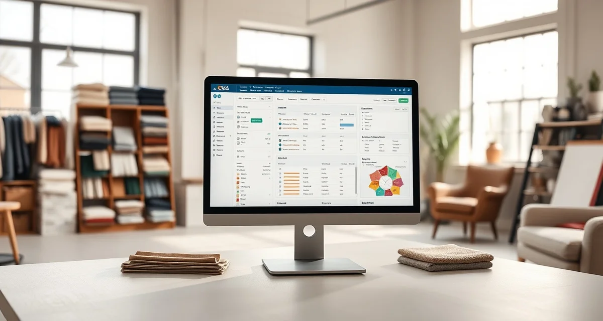 StitchDesk software interface for Texas upholstery shops Upholstery shop management software dashboard interface for Texas furniture businesses with inventory and order tracking features