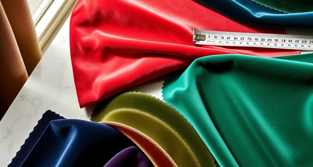 Premium velvet fabric samples for upholstery measurement Velvet fabric swatches showing nap direction and pile height for upholstery yardage calculation